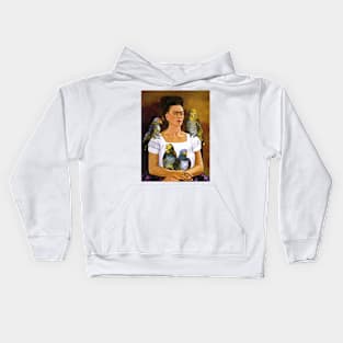 Frida Kahlo Self-Portrait Me and My Parrots 1941 Art Print Surrealism Magic Realism Naive Art Kids Hoodie